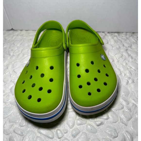 Crocs Unisex Bayaband Clogs Lime Green White Slides Men’s 7 Women’s 9 - Picture 2 of 5